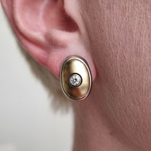 Load image into Gallery viewer, Vintage 9ct Yellow & White Gold Diamond Earrings, 0.25ct modelled