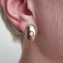 Load image into Gallery viewer, Vintage 9ct Yellow & White Gold Diamond Earrings, 0.25ct modelled