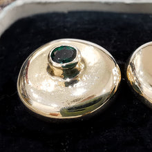 Load image into Gallery viewer, Vintage 9ct Gold Emerald Button Stud Earrings