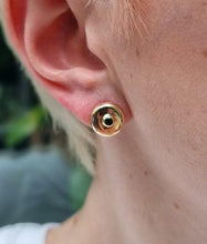 Load image into Gallery viewer, Vintage 9ct Gold Emerald Button Stud Earrings