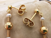 Load image into Gallery viewer, Victorian 15ct Gold Garnet & Pearl Drop Earrings