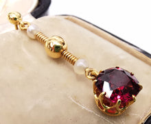 Load image into Gallery viewer, Victorian 15ct Gold Garnet & Pearl Drop Earrings