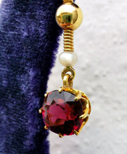 Load image into Gallery viewer, Victorian 15ct Gold Garnet & Pearl Drop Earrings