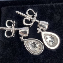 Load image into Gallery viewer, 18ct White Gold Diamond Pear Drop Stud Earrings, 0.55ct backs
