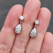 Load image into Gallery viewer, 18ct White Gold Diamond Pear Drop Stud Earrings, 0.55ct in hand