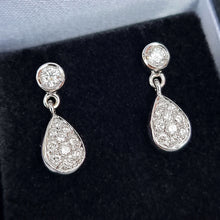 Load image into Gallery viewer, 18ct White Gold Diamond Pear Drop Stud Earrings, 0.55ct in box