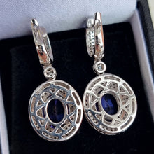 Load image into Gallery viewer, 18ct White Gold Tanzanite and Diamond Cluster Drop Earrings backs