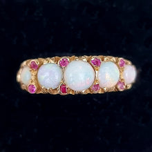 Load image into Gallery viewer, Vintage 18ct Gold Opal & Ruby Ring in box