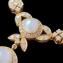Load image into Gallery viewer, Vintage 18ct Gold Diamond & Pearl Necklet, 2.57ct detail
