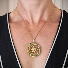 Load image into Gallery viewer, Vintage 18ct Gold Enamel & Pearl Pendant Necklace modelled