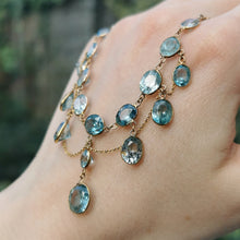 Load image into Gallery viewer, Antique 9ct Gold Blue Zircon Necklace
