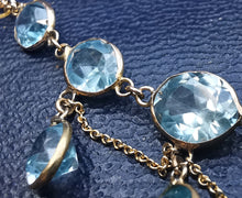 Load image into Gallery viewer, Antique 9ct Gold Blue Zircon Necklace