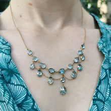 Load image into Gallery viewer, Antique 9ct Gold Blue Zircon Necklace