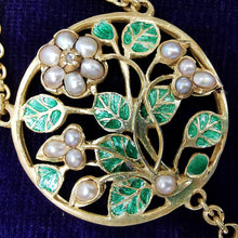 Load image into Gallery viewer, Vintage Silver Gilt Diamond, Pearl & Enamel Floral Necklace
