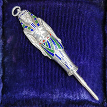Load image into Gallery viewer, Art Deco Silver & Enamel Egyptian Revival Mechanical Pencil