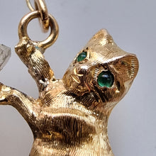 Load image into Gallery viewer, Vintage 9ct Gold Cat & Fish Bowl Pendant close-up