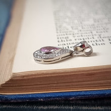 Load image into Gallery viewer, Vintage 18ct White Gold Pink Sapphire & Diamond Pendant side