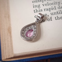 Load image into Gallery viewer, Vintage 18ct White Gold Pink Sapphire & Diamond Pendant back