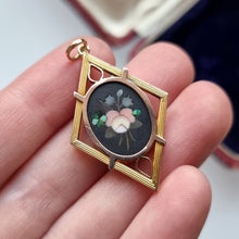 Load image into Gallery viewer, Victorian 15ct Gold Pietra Dura Flower Pendant in hand