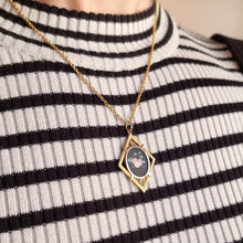 Load image into Gallery viewer, Victorian 15ct Gold Pietra Dura Flower Pendant modelled with chain