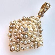 Load image into Gallery viewer, Victorian 15ct Gold Pearl & Diamond Pendant front