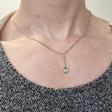 Load image into Gallery viewer, Vintage 18ct Gold & Platinum Aquamarine and Pearl Pendant modelled with chain