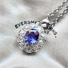 Load image into Gallery viewer, 18ct White Gold Tanzanite and Diamond 0.80ct Pendant with 9ct Chain front