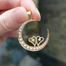 Load image into Gallery viewer, Antique 9ct Gold Heart Crescent Pendant