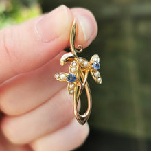 Load image into Gallery viewer, Antique 15ct Gold Sapphire & Pearl Pendant