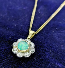 Load image into Gallery viewer, Antique 18ct Gold Opal & Diamond Cluster Pendant