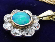 Load image into Gallery viewer, Antique 18ct Gold Opal & Diamond Cluster Pendant