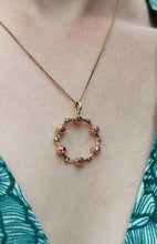 Load image into Gallery viewer, Antique 9ct Pink Tourmaline & Seed Pearl Circle Pendant