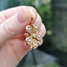 Load image into Gallery viewer, Victorian 15ct Gold Diamond & Seed Pearl Flower Pendant