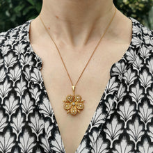 Load image into Gallery viewer, Victorian 15ct Gold Diamond & Seed Pearl Flower Pendant