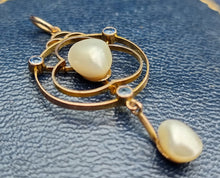 Load image into Gallery viewer, Antique 9ct Gold Sapphire & Baroque Pearl Drop Pendant