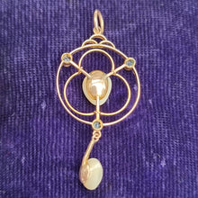 Load image into Gallery viewer, Antique 9ct Gold Sapphire & Baroque Pearl Drop Pendant