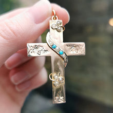 Load image into Gallery viewer, Victorian 12ct Gold Turquoise & Seed Pearl Cross