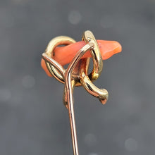 Load image into Gallery viewer, Victorian 15ct and 9ct Yellow Gold Coral Branch Tie/Stick Pin, Circa 1900