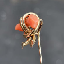Load image into Gallery viewer, Victorian 15ct and 9ct Yellow Gold Coral Branch Tie/Stick Pin, Circa 1900