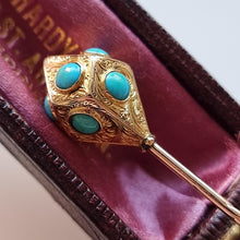 Load image into Gallery viewer, Victorian 15ct Gold Turquoise Tie/Stick Pin head