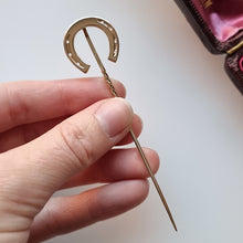 Load image into Gallery viewer, Victorian 15ct Gold Horseshoe Tie/Stick Pin in hand