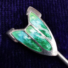 Load image into Gallery viewer, Antique 900 Silver and Green-Turquoise Enamel Tie/Stick Pin