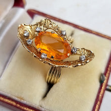 Load image into Gallery viewer, Vintage 18ct Gold Fire Opal & Diamond Statement Ring in box