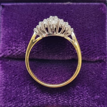Load image into Gallery viewer, Vintage 18ct Gold Diamond Cluster Ring, 0.76ct from above