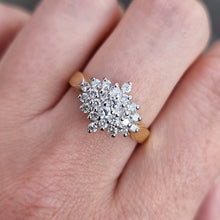 Load image into Gallery viewer, Vintage 18ct Gold Diamond Cluster Ring, 0.76ct modelled
