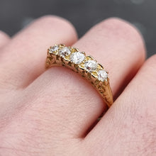 Load image into Gallery viewer, Antique 18ct Gold Five Stone Diamond Ring, 0.65ct on finger