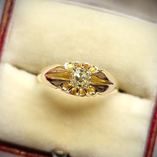 Load image into Gallery viewer, Antique 18ct Gold Old Mine Cut Diamond Solitaire Ring, 0.50ct in box