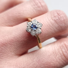 Load image into Gallery viewer, Vintage 18ct Gold Sapphire and Diamond Cluster Ring, 0.50ct modelled