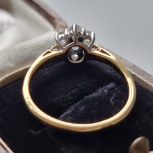 Load image into Gallery viewer, Vintage 18ct Gold Sapphire and Diamond Cluster Ring, 0.50ct from behind