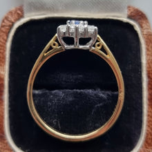 Load image into Gallery viewer, Vintage 18ct Gold Sapphire and Diamond Cluster Ring, 0.50ct side